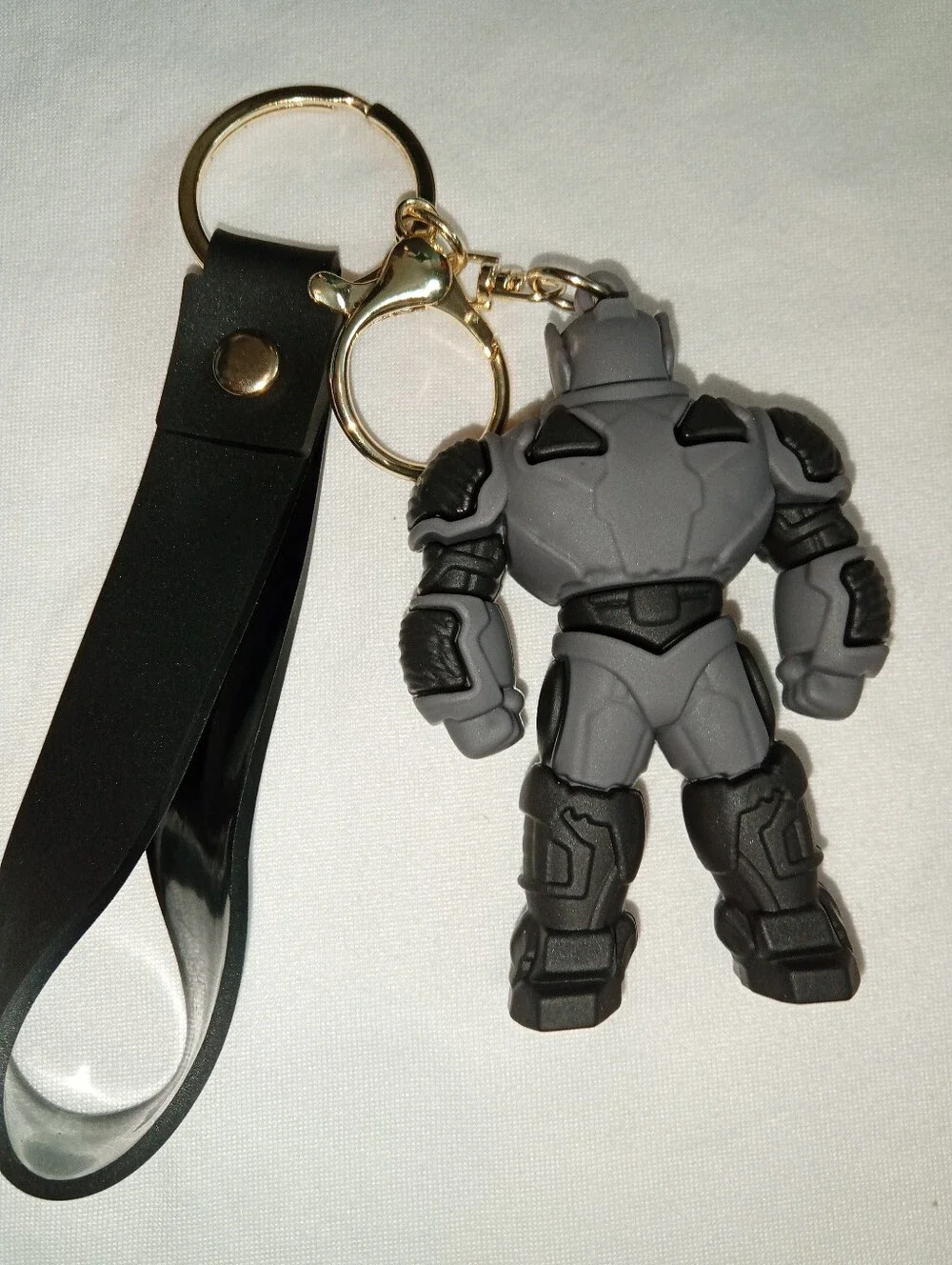 Transformers Gray And Black Robot Keychain with Black Logo Strap